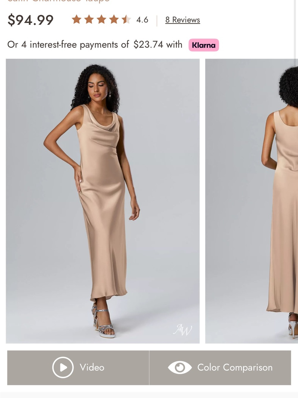 AW Satin Cowl Neck Slip Dress in Taupe